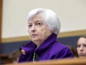 FILE - Treasury Secretary Janet Yellen testifies before the House Financial Services Committee during a hearing regarding the state of the international financial system at the Capitol in Washington, Tuesday, June 13, 2023.