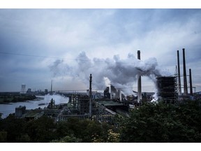 Emissions rise from the Thyssenkrupp AG steel plant on the River Rhine in Duisburg, Germany, on Tuesday, Oct. 20, 2020. Liberty Steel said it's made a non-binding indicative offer for Thyssenkrupp's steel unit, as the German conglomerate continues restructuring efforts to ensure its survival.