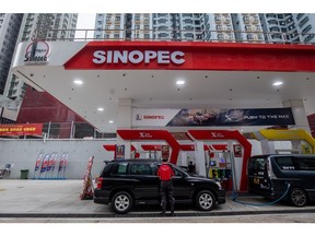 Service station of Sinopec is seen in Hong Kong, China, on Saturday, Mar.25, 2023 Photographer: Paul Yeung/Bloomberg