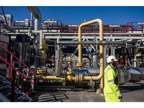 Pipework at the Equinor ASA natural gas production facility in Karsto, Norway, on Thursday, April 20, 2023. Equinor ASA and Norwegian airport regulator Avinor aim to open the airspace over the North Sea for "advanced drone operations," with the goal to develop an uncrewed traffic management space.