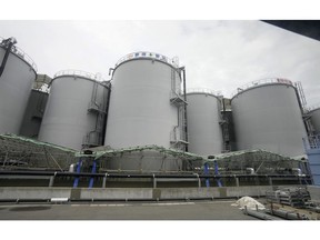 The storage tanks containing the treated radioactive water at Fukushima Dai-Ichi nuclear power plant. Photographer: Kimimasa Mayama/EPA/Bloomberg