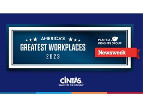 Cintas has been recognized as one of Newsweek's America's Greatest Workplaces 2023. The award honors the company's commitment to fostering a positive workplace experience.