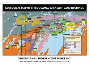 Geological Map of Chibougamau Area With Land Holdings