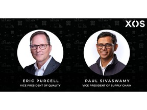 Headshots of Eric Purcell, VP of Quality, and Paul Sivawamy, VP of Supply Chain at Xos.
