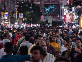 A view of the crowd at a market place ahead of the World Population Day in Kolkata, India on July 09, 2023