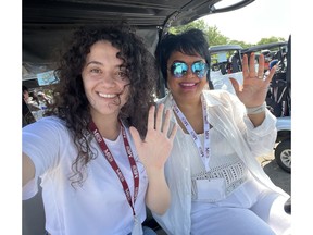 Maple Ridge Community Management employees Celesta Bellaj (L) and Shahla Moghaddam (R) joined more than 100 team members, friends and family at the company's 2023 annual golf tournament which raised more than C$150,000 for charity.