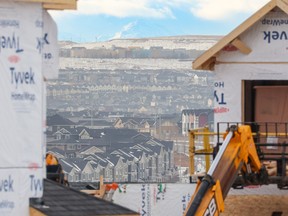Construction continues on new homes in the Livingston development on the northern edge of Calgary.