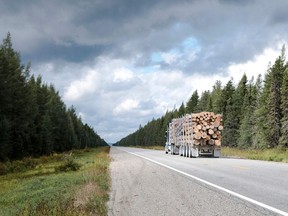 A lumber truck in Seneterre, Que.