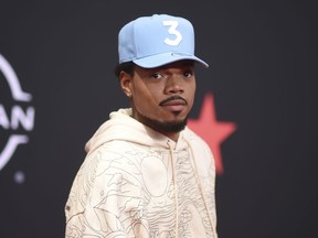 FILE - Chance the Rapper arrives at the BET Awards on June 26, 2022, at the Microsoft Theater in Los Angeles. Chance the Rapper will take Apple store customers in Chicago on his hip-hop journey as part of an audio series to celebrate the genre's 50th anniversary.