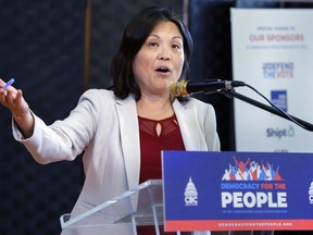 FILE -Julie Su, Acting Labor Secretary, speaks during an impromptu appearance at the "Democracy for the People" tour, a race and democracy summit sponsored by the Congressional Black Caucus, Wednesday, July 28, 2023, in Houston. Biden administration proposed a new rule Tuesday, Aug. 29, 2023 that would make 3.6 million more U.S. workers eligible for overtime pay, reviving an Obama-era policy effort that was ultimately scuttled in court. "I've heard from workers again and again about working long hours, for no extra pay, all while earning low salaries that don't come anywhere close to compensating them for their sacrifices," Acting Secretary of Labor Julie Su said in a statement.