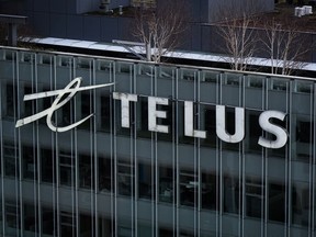 The Telus Corp. logo in Vancouver.
