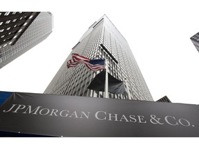 UNITED STATES - APRIL 14: The JPMorgan Chase & Co. logo is displayed outside of their headquarters in New York, U.S., on Tuesday, April 14, 2009. JPMorgan's quarterly earning are released on April 16.