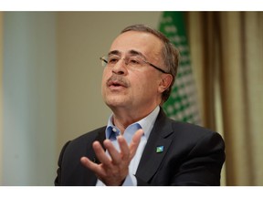 Amin Nasser, chief executive officer of Saudi Aramco, during a Bloomberg Television interview on day three of the World Economic Forum (WEF) in Davos, Switzerland, on Wednesday, May 25, 2022. The annual Davos gathering of political leaders, top executives and celebrities runs from May 22 to 26.