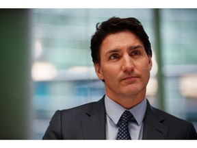 Justin Trudeau, Canada's prime minister, during an interview in New York, US, on Friday, April 28, 2023. Trudeau said the US Inflation Reduction Act has forced Canada to "step up" with public money to lure investment from major firms.