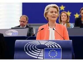 Ursula von der Leyen at the European Parliament in Strasbourg, France, on Sept. 13.