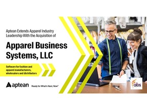 Today, Aptean, a global provider of mission-critical enterprise software solutions, announced its acquisition of Apparel Business Systems, LLC (ABS), a leading provider of enterprise resource planning (ERP) software to fashion and apparel manufacturers, wholesalers and distributors.