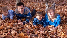 David Beaudoin relaxes with his family.