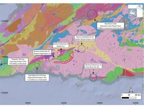Figure 1: Location of the Big Hill Lithium Project showing other significant mineralization, Southern Newfoundland, Canada