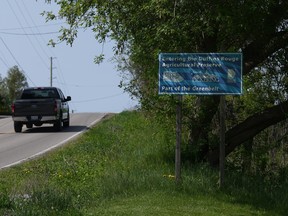A sign marks an entry point into the Duffins Rouge Agricultural Preserve, part of Ontario's Greenbelt.