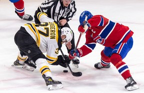 Boston Bruins and Montreal Canadiens face off in a 2023 game.