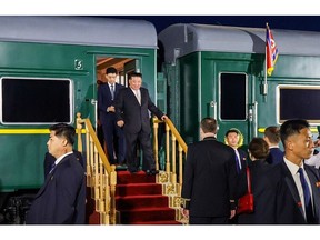 Kim Jong Un arrives at Vladivostok, Russia, on Sept. 12. Photographer: Primorsky Krai APS/Anadolu Agency/Getty Images