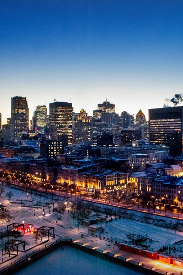 The Montreal skyline as seen from La Grande Roue de Montreal observation wheel.