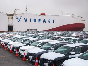 VinFast LLC's VF8 electric vehicles bound for shipment at a port in Haiphong, Vietnam.