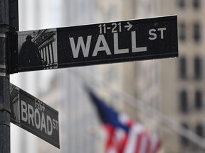 The Wall Street sign in New York City.
