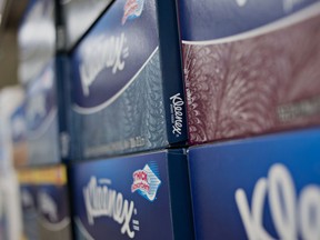 Kimberly-Clark Corp. Kleenex brand facial tissues on display for sale at a supermarket.