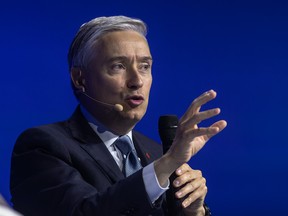 Industry Minister François-Philippe Champagne spoke at the AI Conference at the Palais des Congres in Montreal.