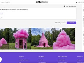 This photo provided by Getty Images shows an example of the company's artificial intelligence image-generator. The Seattle-based photo stock company is taking a two-pronged approach to the threat and opportunity that AI poses to its business. On Monday, Sept. 25, 2023 it joined the small but growing market of AI image makers with a new service that enables its customers to create novel images trained on Getty's vast library of human-made photos. (Getty Images via AP)