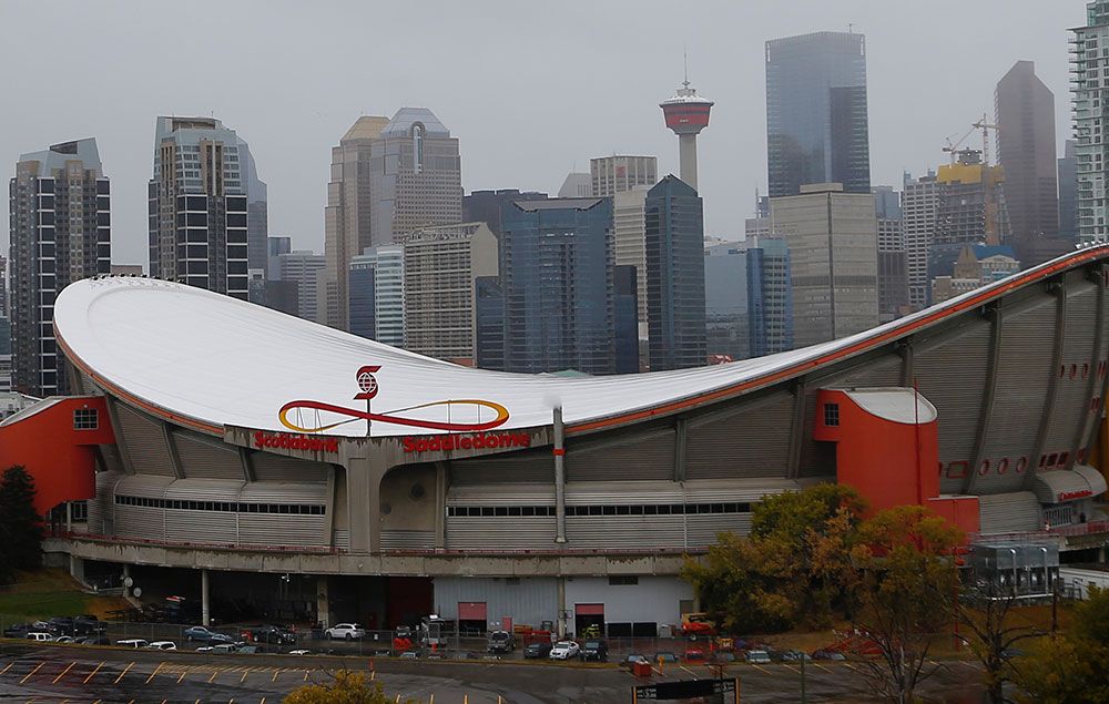 Scotiabank Saddledome in Calgary, above, and the Scotiabank Arena in Toronto and are rolling out Amazon’s technology allowing some of the venue’s stores to offer fans checkout-free shopping.