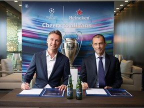 UEFA President Aleksander Ceferin meets Heineken CEO Dolf van den Brink.