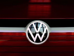 A VW logo on display at Volkswagen's Wolfsburg, Germany, facility.