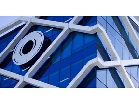 The Macquarie Group Ltd. logo is displayed on the facade of the Macquarie Group Building in Sydney, Australia.
