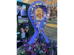 Photo taken by PROTOTYP3 - The 3D printed Ribbon of Hope sculpture at the Hope Gala with photos of those who lost their lives to cancer - a symbol of hope and a reminder of the ongoing fight against all cancers.