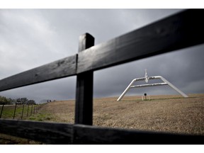 A pipeline sign stands in Cushing, Oklahoma, U.S., on Wednesday, March 25, 2015. Photographer: Daniel Acker/Bloomberg