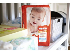 A package of Kimberly-Clark Corp. Huggies brand diapers is arranged for a photograph in Princeton, Illinois, U.S., on Tuesday, Oct. 16, 2018. Kimberly-Clark Corp. is scheduled to report quarterly earnings on Oct. 22, 2018.