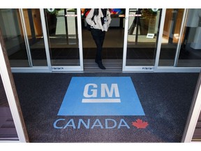 Entrance to the General Motors Technical Center is seen in Markham, Ontario, Canada on June 7, 2019. Photographer: Cole Burston/Bloomberg