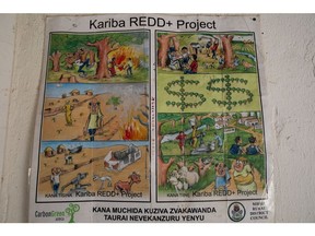A poster for the Kariba project in an office of the Mbire District Council in Mbire, Zimbabwe, on Thursday, May 13, 2021.  Photographer: Cynthia R Matonhodze/Bloomberg