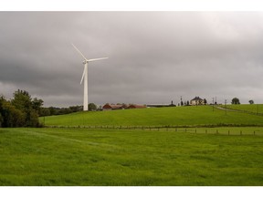 A wind turbine on a hill top of a farm near Ballyconnell, County Cavan, Ireland, on Friday, Sept. 24, 2021. Ireland's electricity grid warned of a potential capacity shortfall for the winter periods over the next five years. Photographer: Paulo Nunes dos Santos/Bloomberg