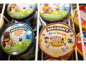 Tubs of Ben and Jerry's ice cream, manufactured by Unilever Plc, in a freezer at an Iceland Foods Ltd. supermarket in Christchurch, UK, on Wednesday, June 15, 2022. "Britain's cost-of-living crisis -- on track to big the biggest squeeze since the mid-70s -- will continue to worsen before it starts to ease at some point next year," said Jack Leslie, senior economist at the Resolution Foundation, a research group campaigning against poverty.
