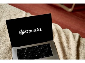 The OpenAI logo on a laptop computer arranged in the Brooklyn Borough of New York, US, on Thursday, Jan. 12, 2023. Photographer: Gabby Jones/Bloomberg