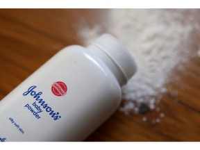 SAN ANSELMO, CALIFORNIA - APRIL 05: In this photo illustration, a container of Johnson and Johnson baby powder is displayed on April 05, 2023 in San Anselmo, California. Johnson & Johnson announced an agreement on Tuesday to pay $8.9 billion to tens of thousands of people who say the company's talcum powder products caused cancer.