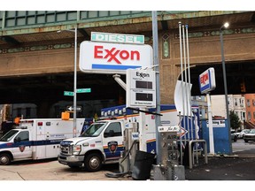 NEW YORK, NEW YORK - OCTOBER 06: An Exxon gas station sign is seen on October 06, 2023 in the Brooklyn borough of New York City. Exxon Mobil is reportedly near to purchasing Pioneer Natural Resources for roughly $60 billion. Shares of Pioneer Natural Resources rose as rumors of the deal broke.