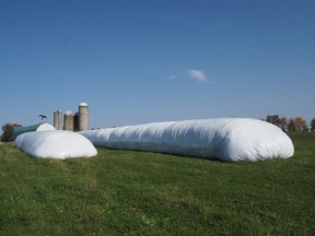 Agricultural plastics used to store silage are commonly used on farms. They are among the broad range of products that will be collected and recycled or used as waste for energy.  Farmers may see ecofees applied to this type of product starting October 1st. - AgriRECUP photo