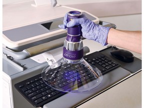 The new UVDI-GO UV LED Surface Sanitizer inactivates C. difficile spores in only 20 seconds from 4" (10.2 cm) away