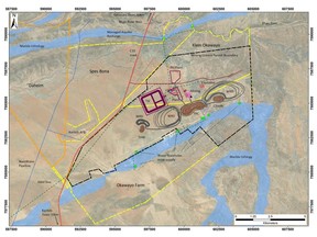 Location of Farms and Surface Infrastructure pertaining to Osino' Twin Hills Gold Project