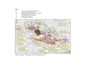 Surface Map – Monique deposit new drilling results
