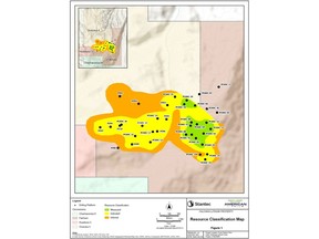Falchani Project Mineral Classification and Drill Platform Location Map